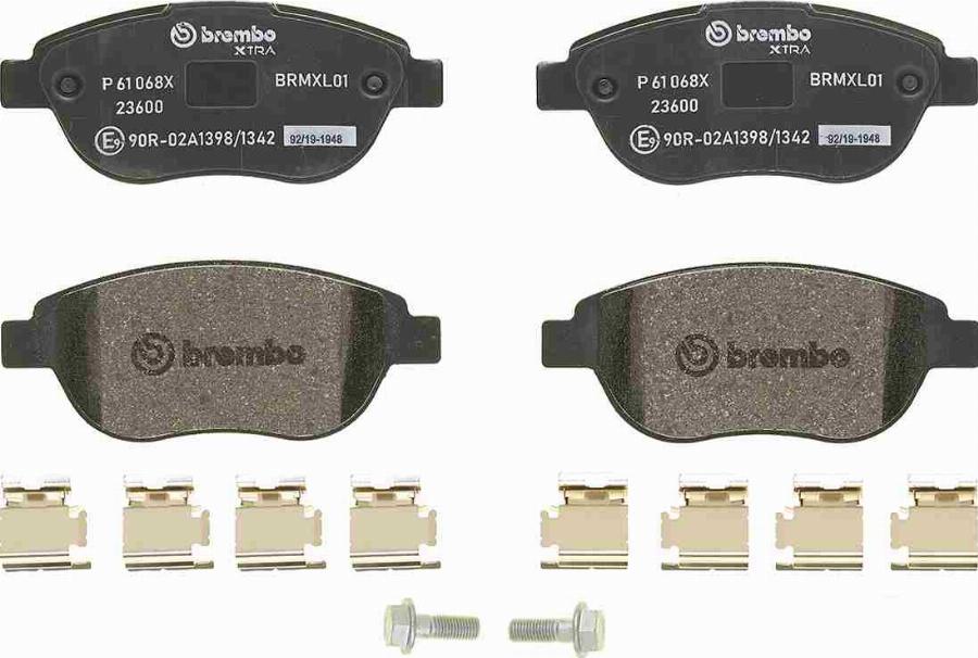 Brembo P 61 068X — Zestaw klocków hamulcowych, hamulce tarczowe