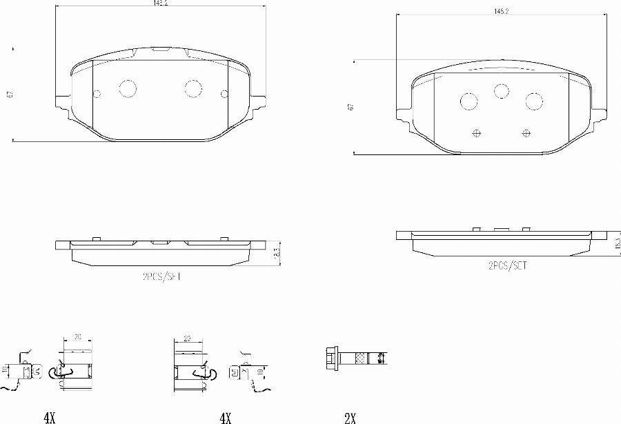 Brembo P 61 142 — Zestaw klocków hamulcowych, hamulce tarczowe