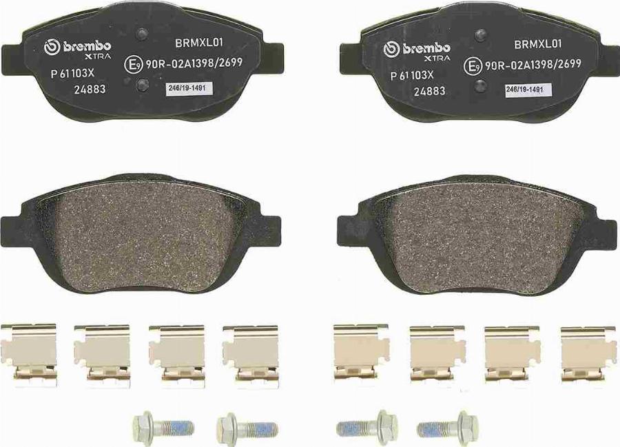 Brembo P 61 103X — Zestaw klocków hamulcowych, hamulce tarczowe