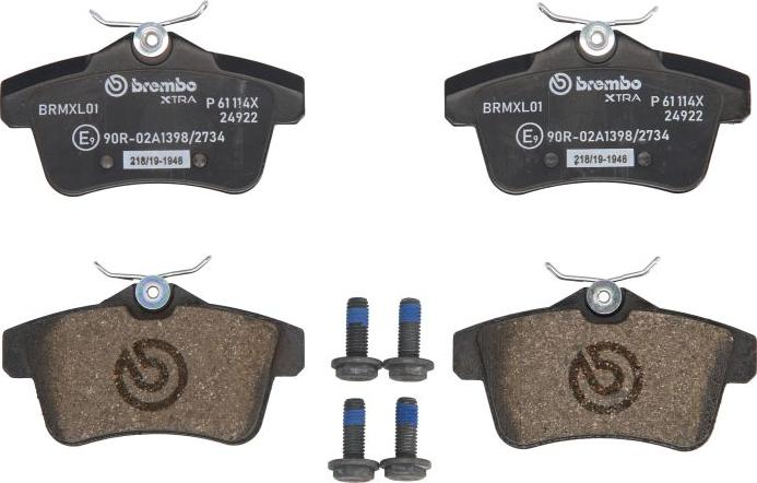 Brembo P 61 114X — Zestaw klocków hamulcowych, hamulce tarczowe
