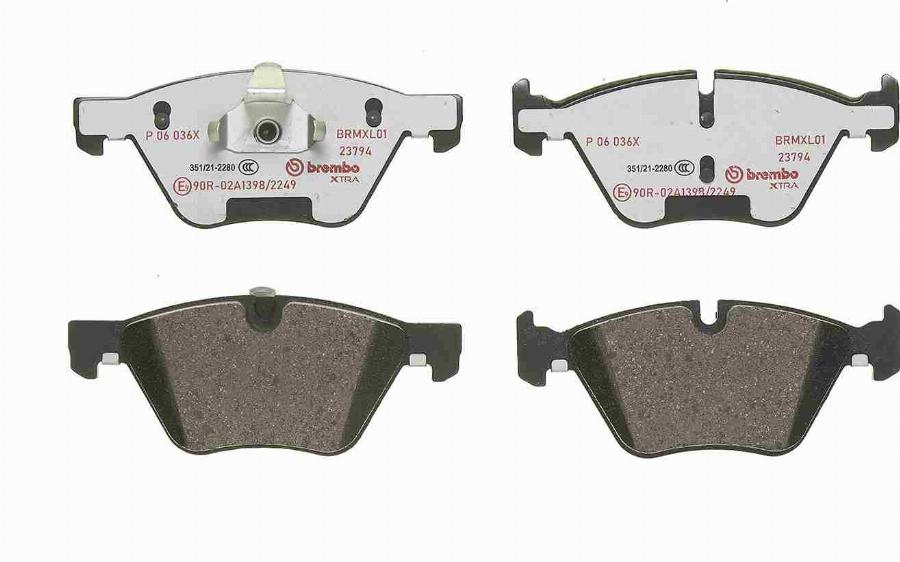 Brembo P 06 036X — Zestaw klocków hamulcowych, hamulce tarczowe