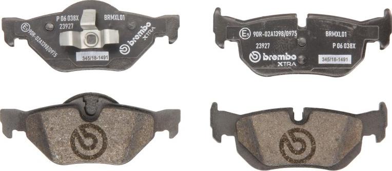 Brembo P 06 038X — Zestaw klocków hamulcowych, hamulce tarczowe