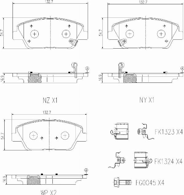 Brembo P 06 126 — Zestaw klocków hamulcowych, hamulce tarczowe