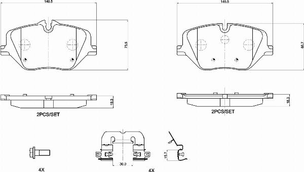Brembo P 06 121 — Zestaw klocków hamulcowych, hamulce tarczowe