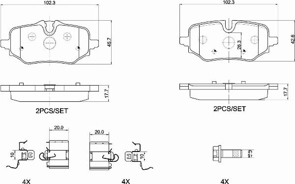 Brembo P 06 122 — Zestaw klocków hamulcowych, hamulce tarczowe