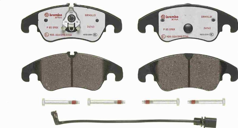 Brembo P 85 098X — Zestaw klocków hamulcowych, hamulce tarczowe