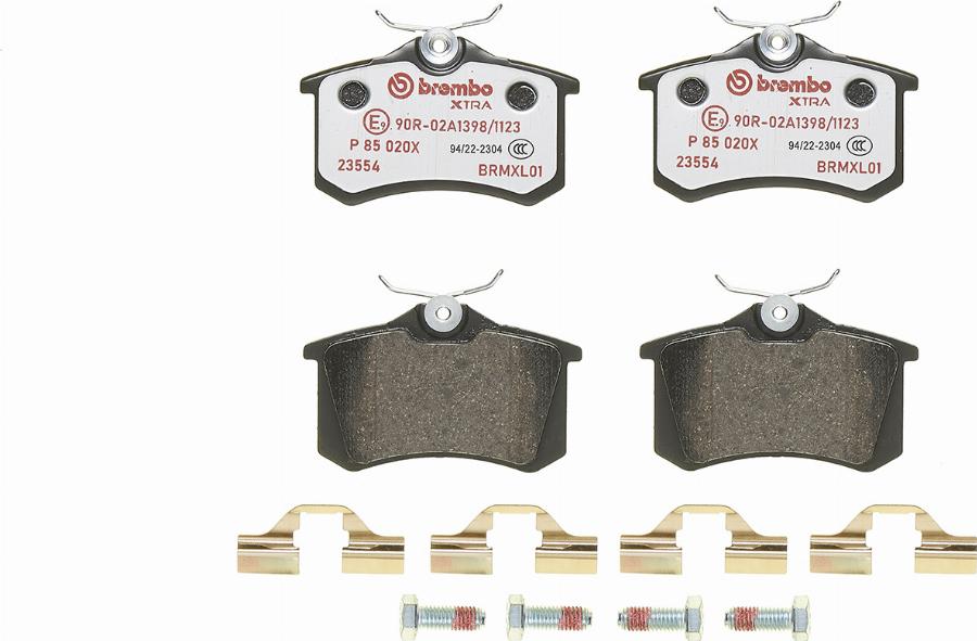 Brembo P 85 020X — Zestaw klocków hamulcowych, hamulce tarczowe