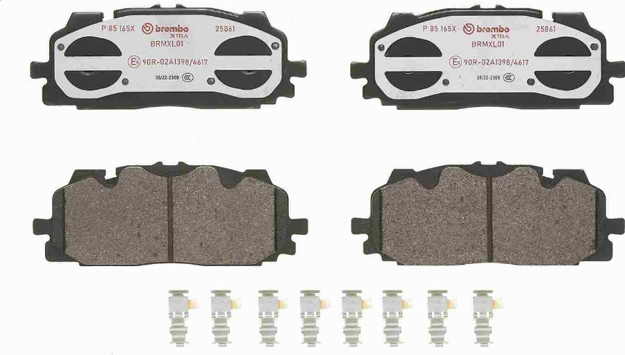 Brembo P 85 165X — Zestaw klocków hamulcowych, hamulce tarczowe