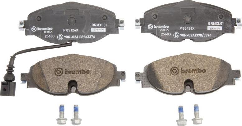 Brembo P 85 126X — Zestaw klocków hamulcowych, hamulce tarczowe