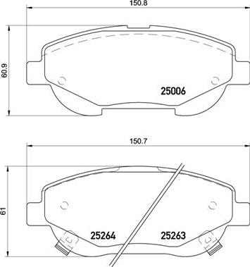 Brembo P 83 148 — Zestaw klocków hamulcowych, hamulce tarczowe