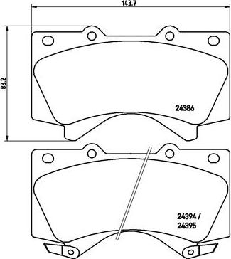 Brembo P 83 107 — Zestaw klocków hamulcowych, hamulce tarczowe