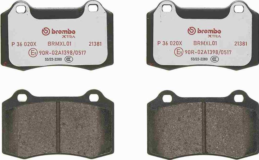 Brembo P 36 020X — Zestaw klocków hamulcowych, hamulce tarczowe