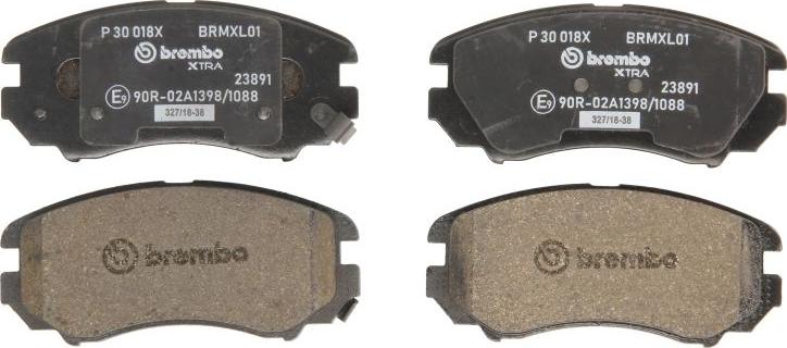 Brembo P 30 018X — Zestaw klocków hamulcowych, hamulce tarczowe