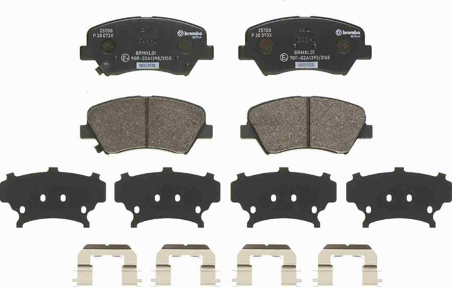 Brembo P 30 073X — Zestaw klocków hamulcowych, hamulce tarczowe