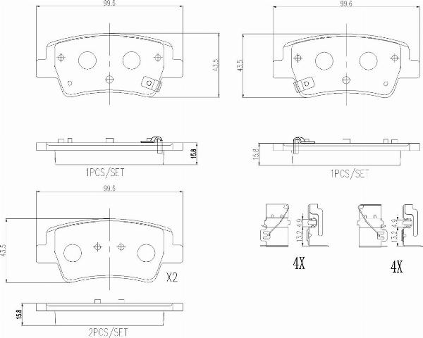 Brembo P 30 150 — Zestaw klocków hamulcowych, hamulce tarczowe