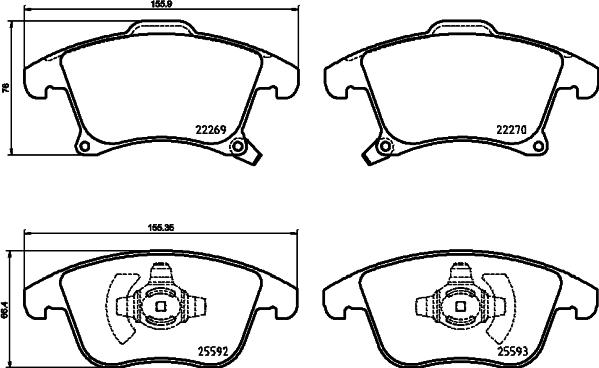 Brembo P 24 173 — Zestaw klocków hamulcowych, hamulce tarczowe