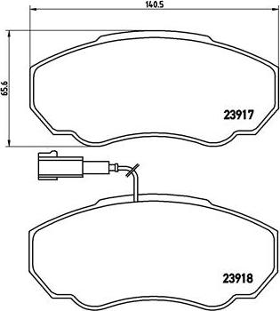 Brembo P 23 091 — Zestaw klocków hamulcowych, hamulce tarczowe