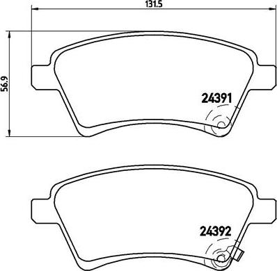 Brembo P 23 105 — Zestaw klocków hamulcowych, hamulce tarczowe