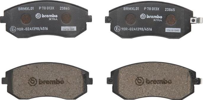 Brembo P 78 013X — Zestaw klocków hamulcowych, hamulce tarczowe