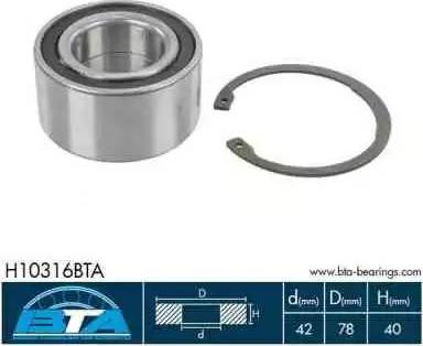 BTA H10316BTA — Zestaw łożysk koła
