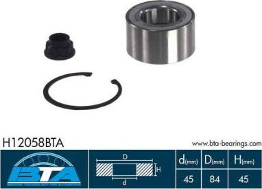 BTA H12058BTA — Zestaw łożysk koła
