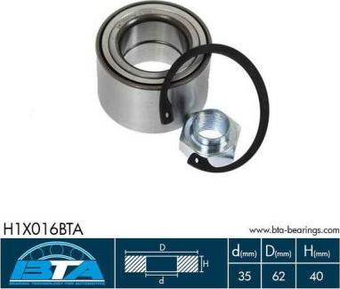 BTA H1X016BTA — Zestaw łożysk koła