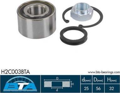 BTA H2C003BTA — Zestaw łożysk koła