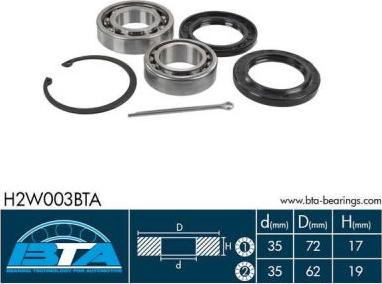 BTA H2W003BTA — Zestaw łożysk koła