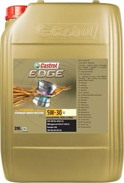 CASTROL 15664C - OLEJ CASTROL 5W30 20L EDGE LL TITANIUM - C3 - LL04 - 229.31 229.51 - 504.00 507.00 - PORSCHE C30 - 505.00 505.01