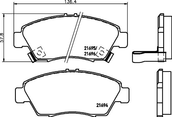 Maxgear 19-0573 - KLOCKI HAM. HONDA P. CIVIC 94--01--CRX 92- AKEBONO-CRX 92-