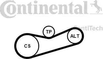CONTINENTAL 6 PK 1180 K2 - ZESTAW PASKA WIELOROWK. VW 1.4-1.9 TDI