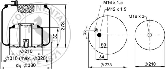 Contitech AIR Spring 4916 N1 P07 - Miech zawieszenia pneumatycznego