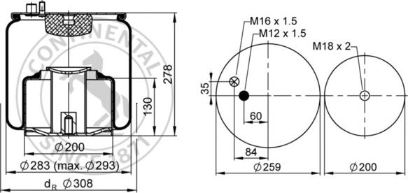 Contitech AIR Spring 4884 N1 P06 - Miech zawieszenia pneumatycznego