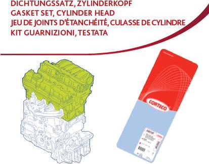 Corteco 83403545 - Kompletny zestaw uszczelek silnika góra