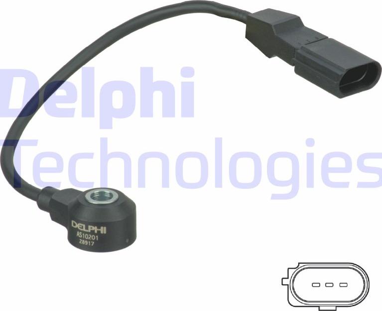 Delphi AS10201 - Czujnik spalania stukowego wykrywający spalanie stukowe, umożliwiający skorygowanie czasu zapłonu lub wtrysku