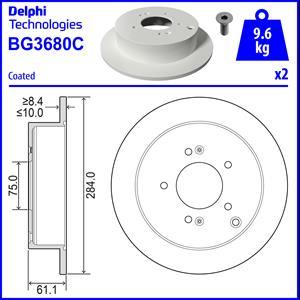 Delphi BG3680C - Tarcza hamulcowa
