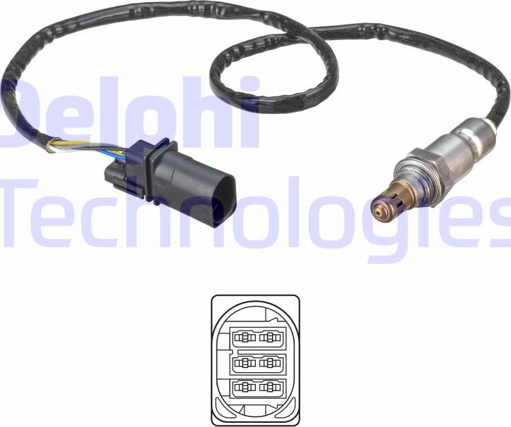 Delphi ES21303-12B1 - Czujnik tlenu w spalinach (czujnik O2)
