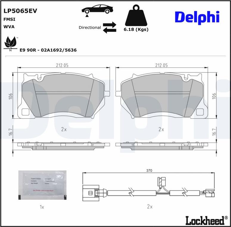 Delphi LP5065EV — Zestaw klocków hamulcowych, hamulce tarczowe
