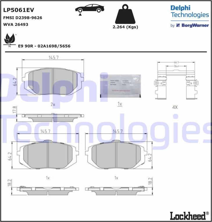 Delphi LP5061EV — Zestaw klocków hamulcowych, hamulce tarczowe