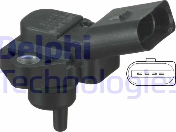 Delphi PS10127 - Czujnik ciśnienia w kolekt. ssącym