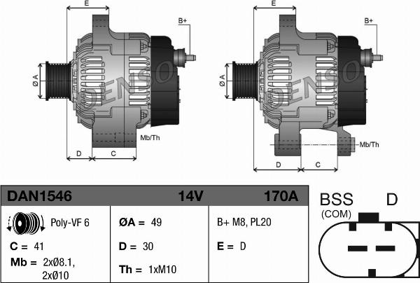 Denso DAN1546 - Alternator