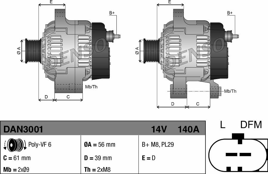 Denso DAN3001 — Alternator