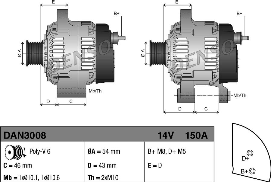 Denso DAN3008 — Alternator