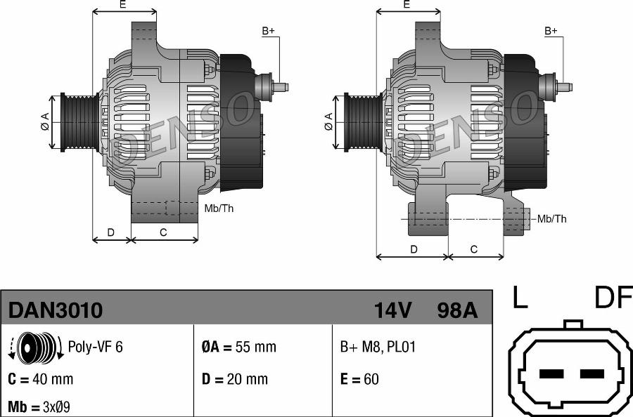Denso DAN3010 — Alternator