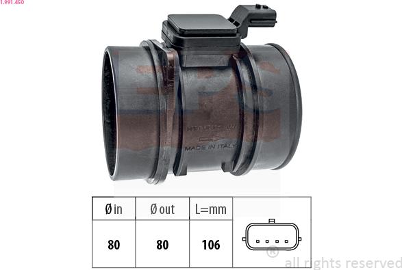 EPS 1.991.450 - PRZEPŁYWOMIERZ POWIETRZA OPEL MOVANO 2.3CDTI 10-
