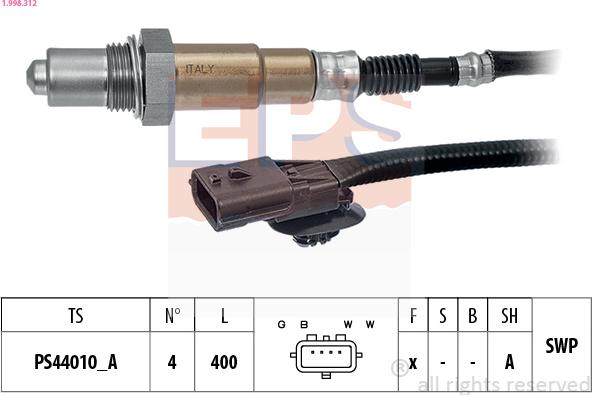 EPS 1.998.312 - SONDA LAMBDA RENAULT CLIO III 2.0 RS 09-