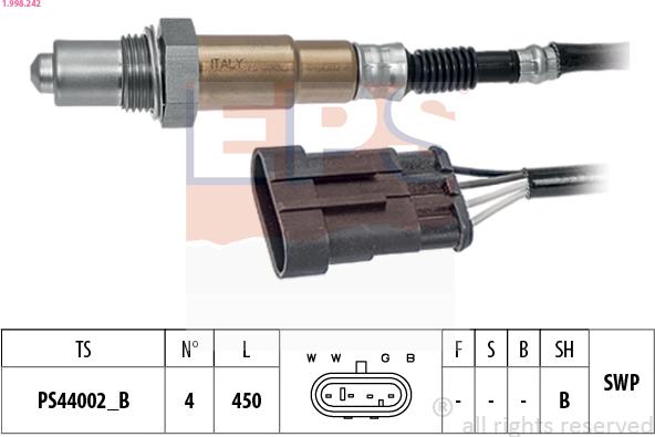 EPS 1.998.242 - SONDA LAMBDA ALFA 1.6-1.8-2.0