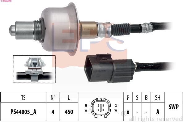 EPS 1.998.279 - SONDA LAMBDA HYUNDAI I10 1.0 11-