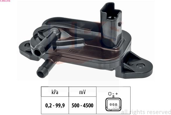 EPS 1.993.316 - CZUJNIK CIŚN. SPALIN FIAT DUCATO 06-