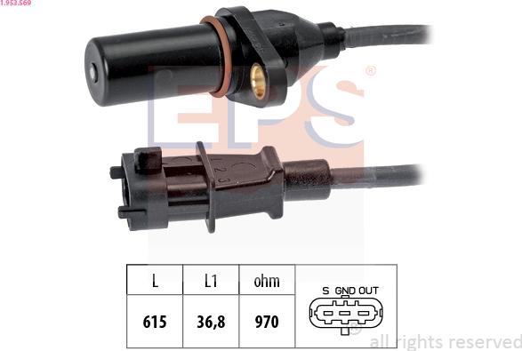 EPS 1.953.569 - CZUJNIK POŁOŻENIA WAŁU KORB. HYUNDAI SANTA FE 2.2CRDI 05-